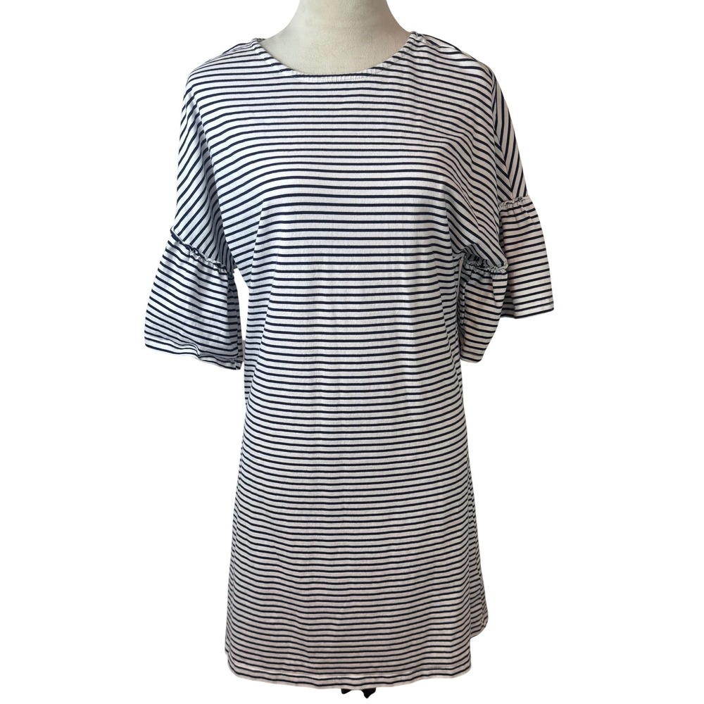 beachlunchlounge Collection Striped Bell Sleeve Casual Dress Womens L